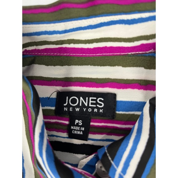 JONES NEW YORK Women's Striped Button Down Shirt Top Blouse Petite Small PS - Picture 4 of 9